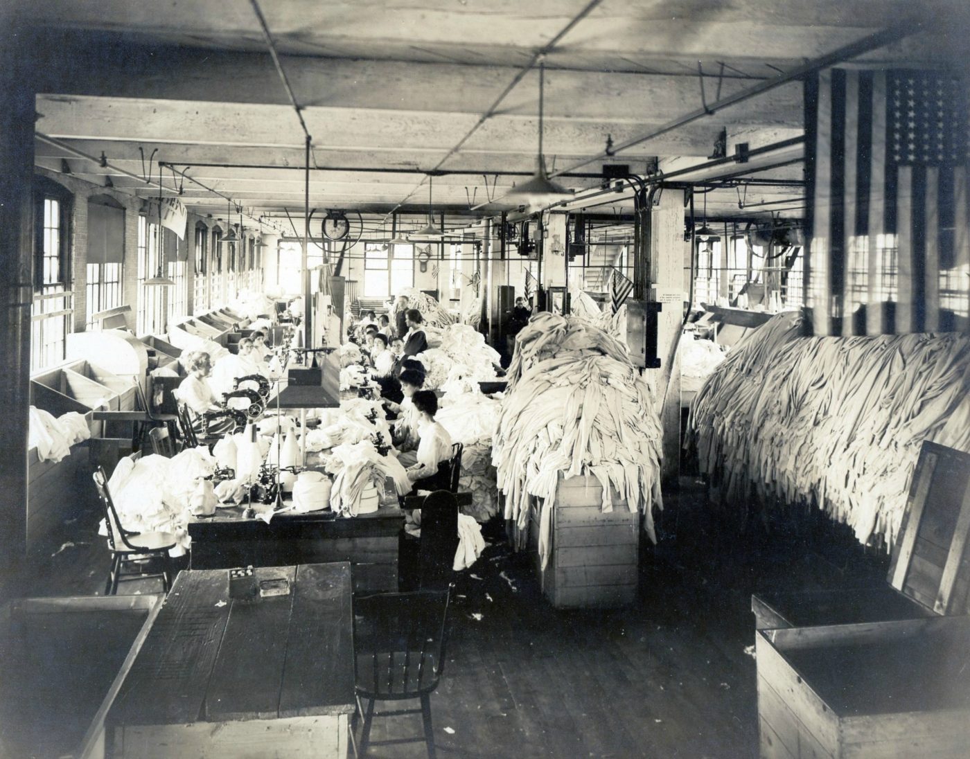 Workers inside the Shaughnessy Knitting Mill Company in Watertown