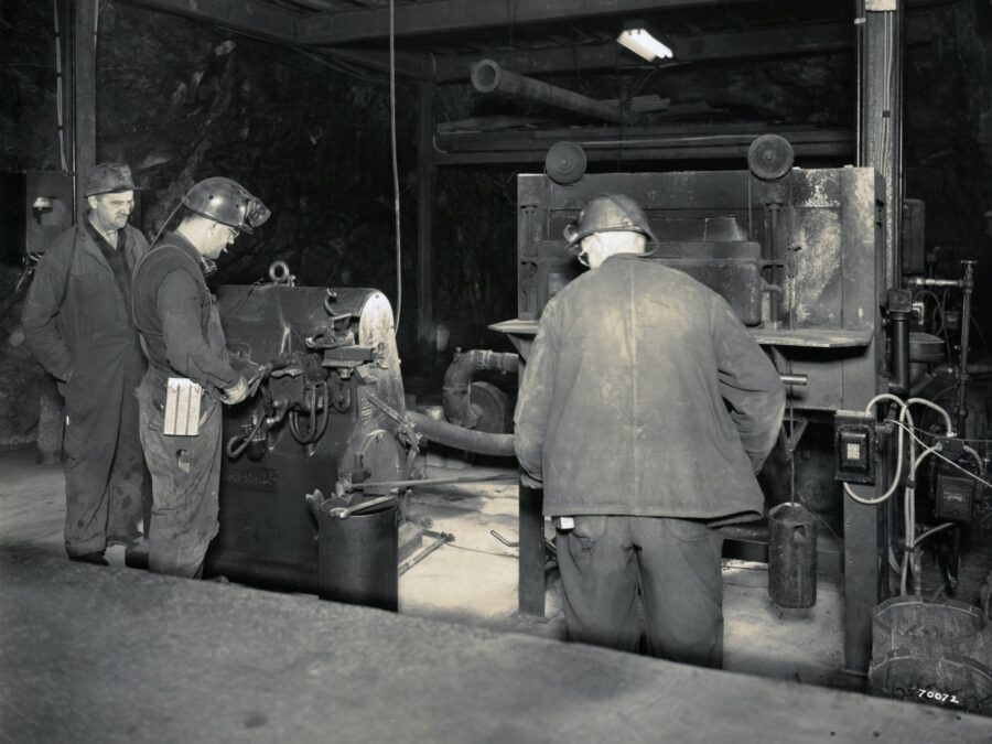 Miners creating a tunnel in the mines in Lyon Mountain