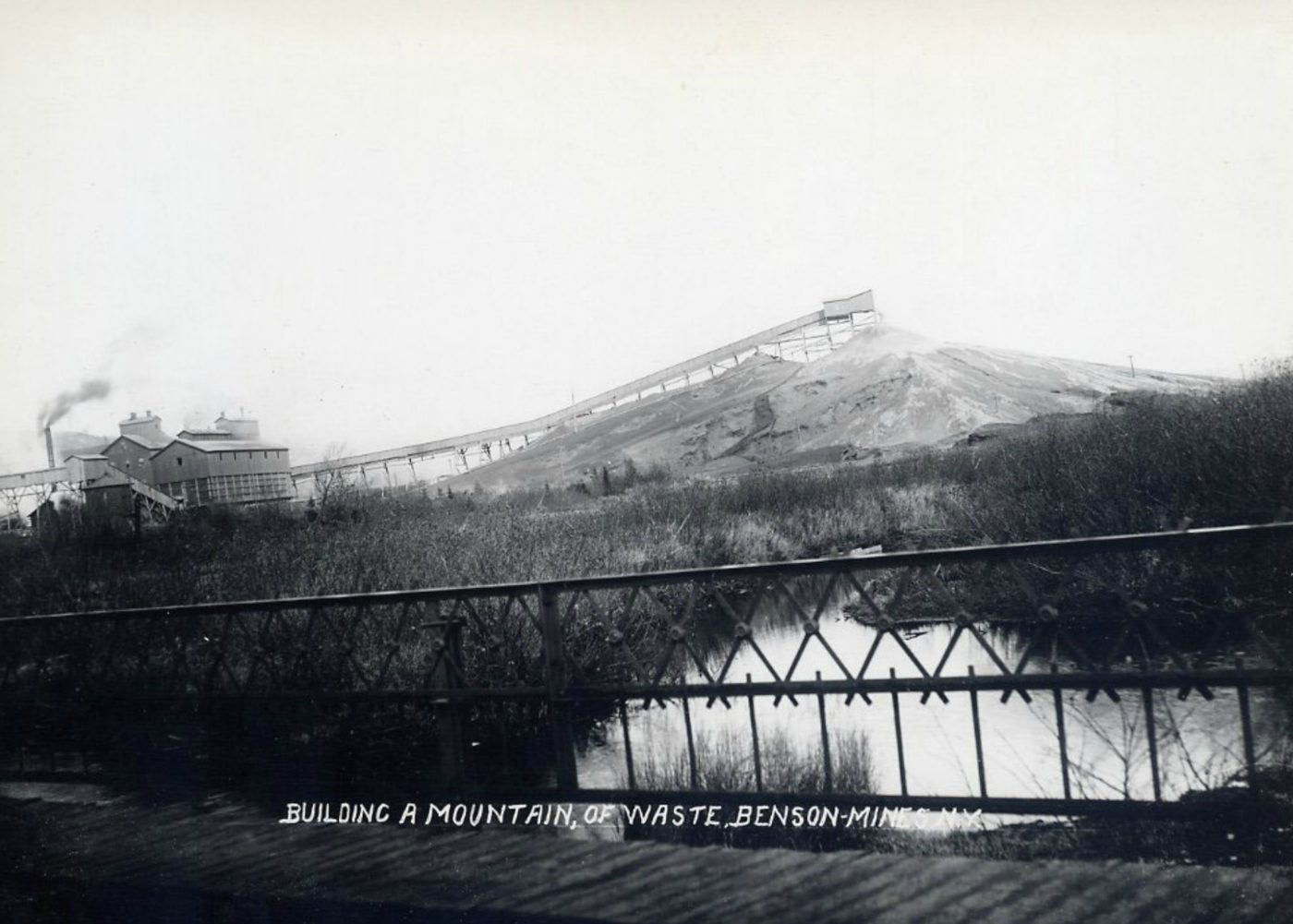 The tailings pile at the mine in Benson Mines