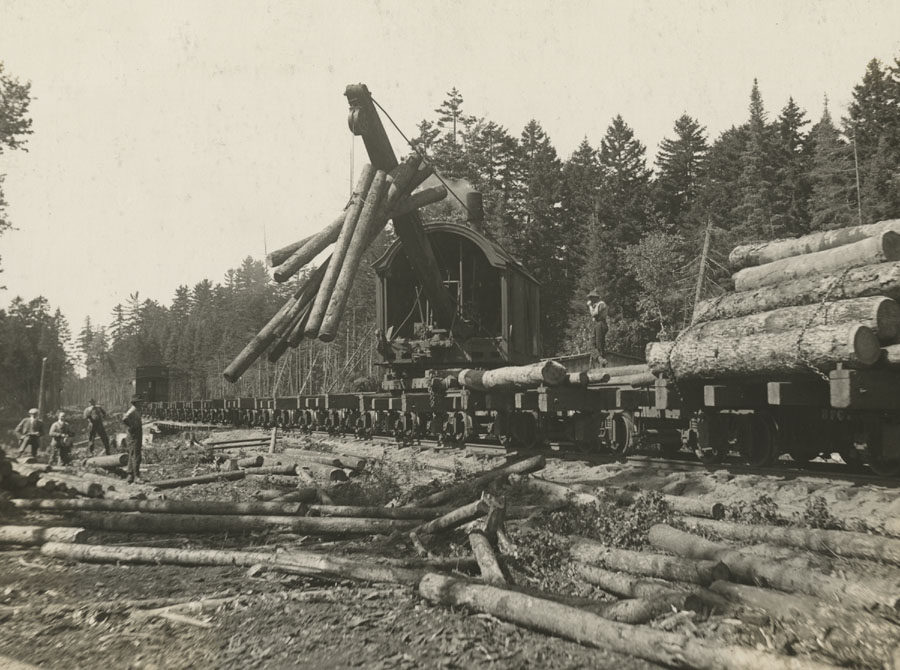 Building a trestle bridge for logging railroad in Cranberry Lake