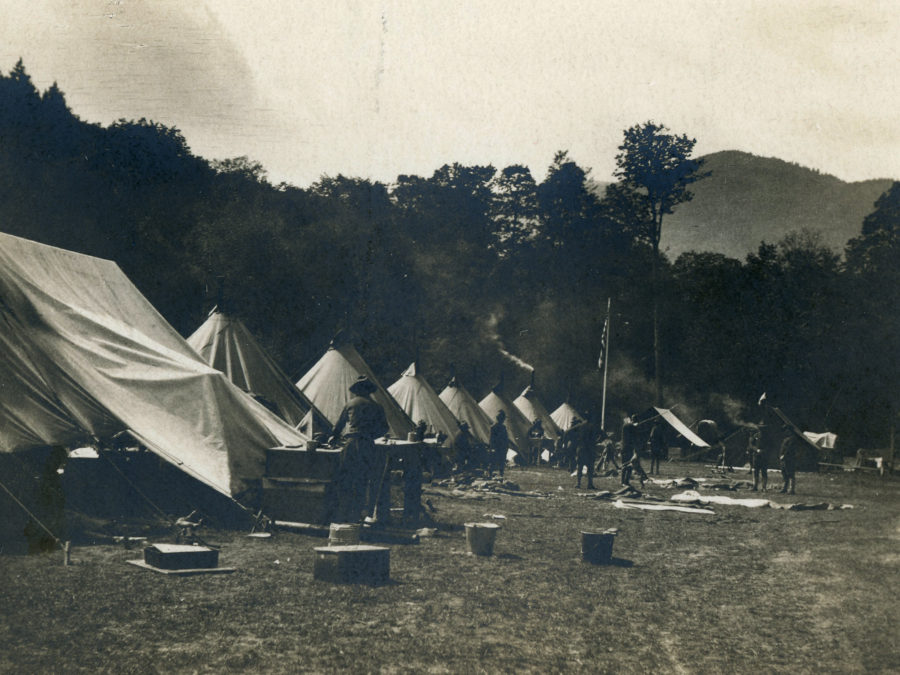 Military encampment in downtown Newton Falls